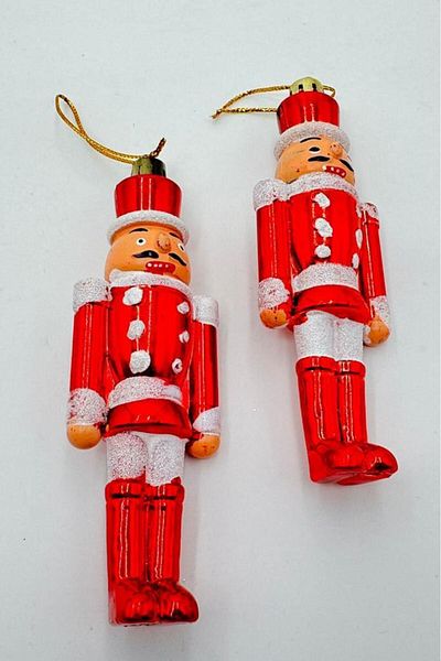 BeySüS Pin Roșu de Anul Nou - Set de 2 Ornament Soldat Spărgător de Nuci