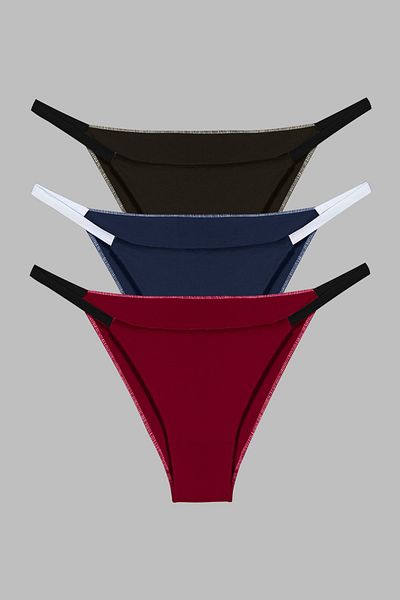 Yohannes Club Brazilian String Women's Panties - Set of 3, Burgundy, Navy, Black