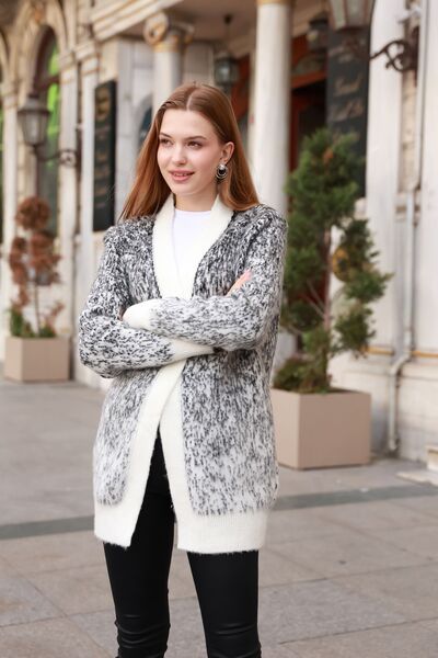 winter club Kar Yağdı Desenli Uzun Ipek Şardonlu Kadın Hırka