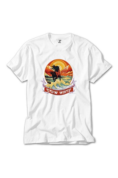Butik Tricou alb Horse Running in The Sea