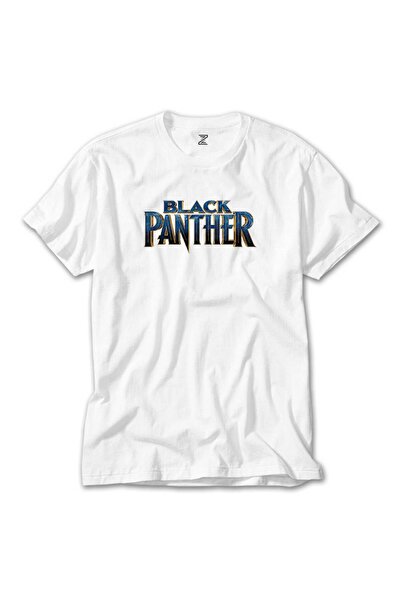 Butik Tricou alb cu text albastru Pantera Neagră