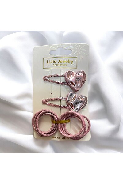 The Cloudish Shop Set de 10 catarame elastice cu inimă strălucitoare pentru c...