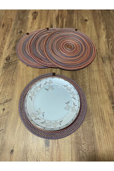 AYŞE SERHOŞOĞLU HOME DESİGN 4 Pieces Placemat, Charger Set, Plate Mat, Silicone-Free, Machine Stitched