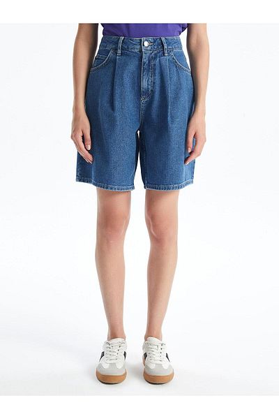 LC Waikiki Blugi LCW Medium Indigo Rodeo Bermuda Fit Pantaloni scurti de jeans pentru femei