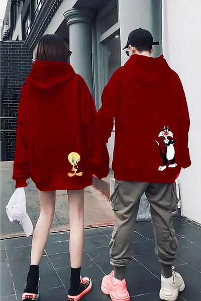Merkür Store Dear Hooded Twity and Sylvester Combination Sweatshirt - Black and White (2 Pieces)