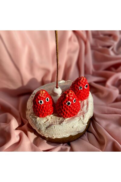 Handmade Dekoratif Kremalı Çilekli Pasta Tütsülük
