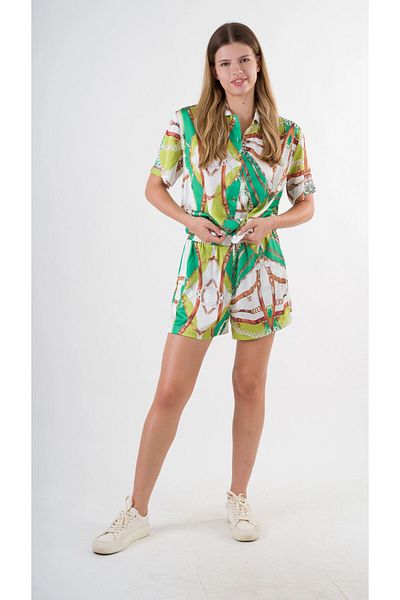 hazelin Set de pantaloni scurți cu imprimeu verde fistic pentru femei HZL24S-YY226