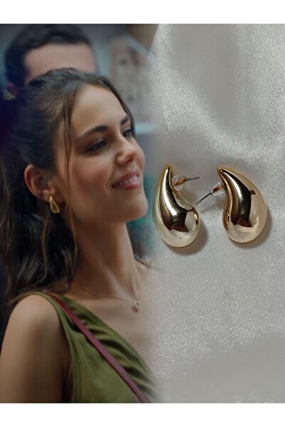 KCA HOME أقراط متدلية من الفولاذ على شكل دمعة ذهبية