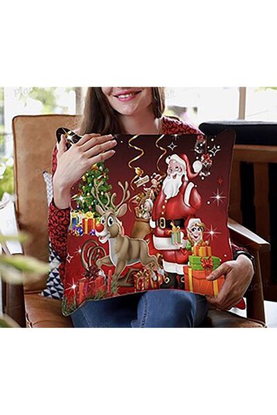 hediyechy Hediye Nevresim Yılbaşı & Christmas Noel Baba Baskılı Çift Kişilik Nevresim Takımı Çarşafsız