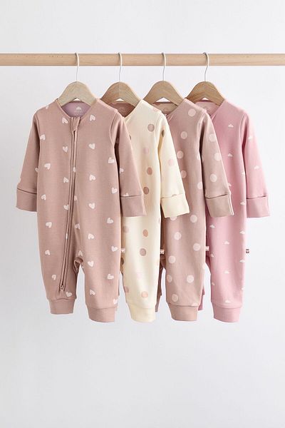 Next Baby 100% Organic Cotton Pink Heart/Polka Dot 4-Piece Sleeping Bag Set Alyk79494