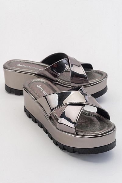 Ccway Platinum Mirror Women's Slippers - Cross Banded