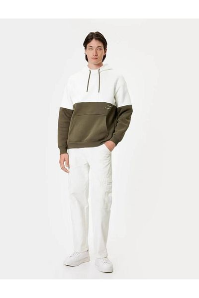 Koton Oversize Βαμβακερό φούτερ με κουκούλα - Τσέπη καγκουρό