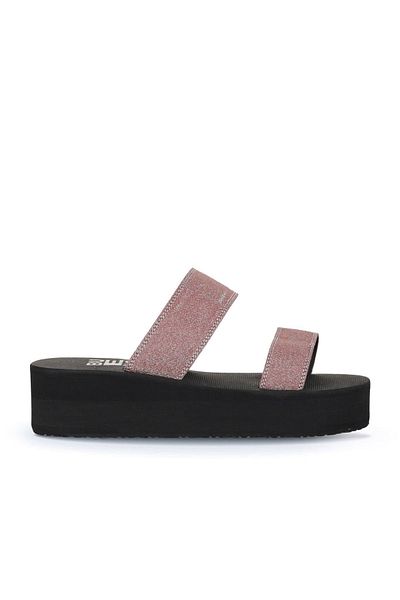Bueno Shoes Papuci de damă cu toc cu pană cu sclipici burgundy - 26wt 752550