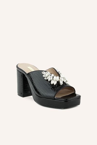 MARCATELLI Papuci cu toc Farah crocodil negru