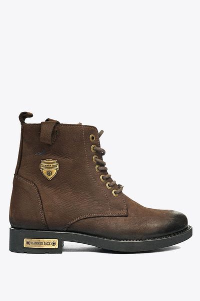 Hammer Jack Genuine Leather Brown Washed Nubuck Men's Boots