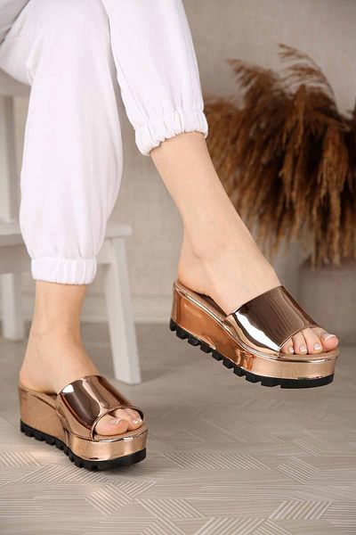 Ccway Women's Filled Slippers Copper Mirror
