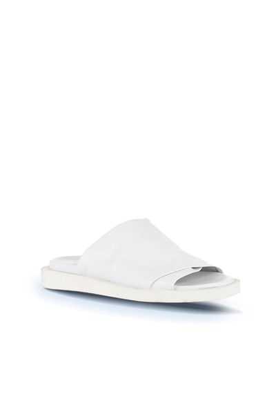 Bueno Shoes Papuci plati din piele albă pentru femei - 01ws2810