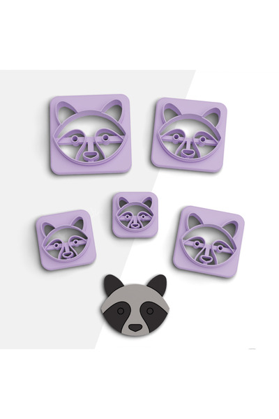 brocutters قالب قطع طين البوليمر الراكون، قالب القرط، قالب الحيوان، قالب السيراميك، 5 أحجام، رقم: 633