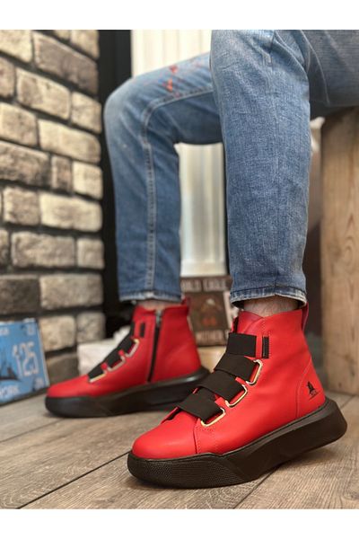 BOA BA0142 - Men's Red High-Sole Banded Sports Boots
