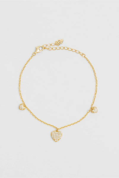 So CHIC... Aşk Anahtarı 18 Ayar Sarı Altın Kaplama 19 Cm Gümüş Minimal Bileklik