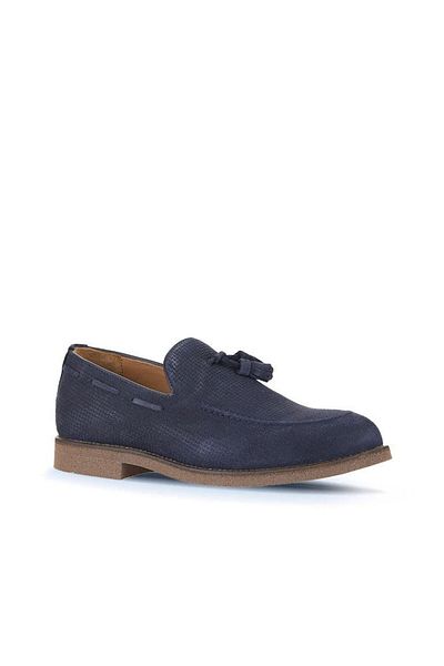 Bueno Shoes Мъжки мокасини - тъмносини велурени, с щампа, 07ma22152282