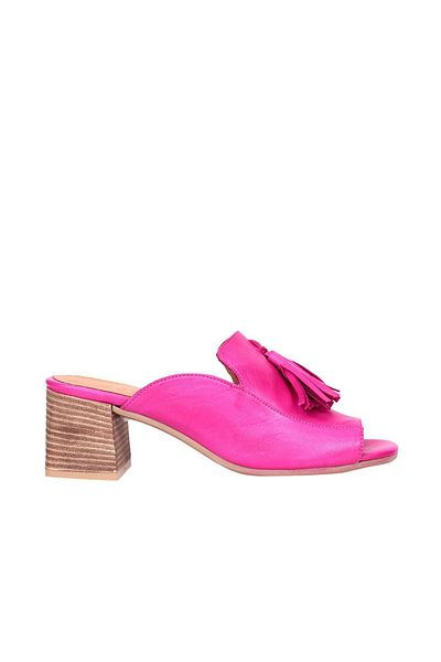 BUENO Shoes Fuşya Deri Kadın Topuklu Terlik 01wn1307
