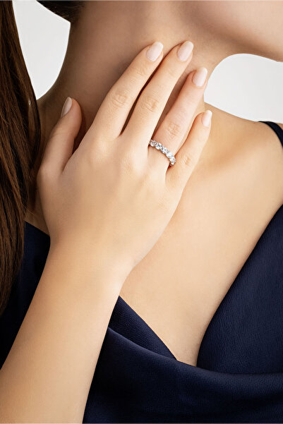 So CHIC... So CHIC... Zirkon Taşlı 18 Ayar Beyaz Altın Kaplama Gümüş Tamtur Yüzük