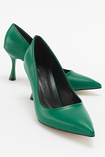 Ccway حذاء نسائي بكعب ستيليتو GRASSY GREEN SKIN
