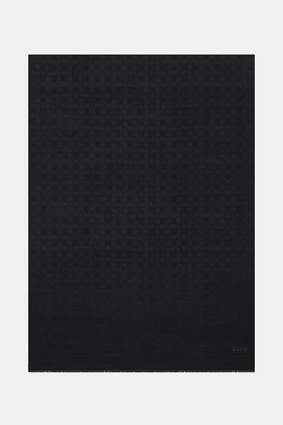 Vakko New Hologram Patterned Black Cotton Silk Shawl