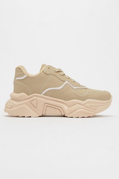 Ccway Beige White Women's Sneakers - Lace-up