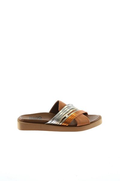 Bueno Shoes Taba Multi Leather Γυναικείες Flat Παντόφλες 01wu3315