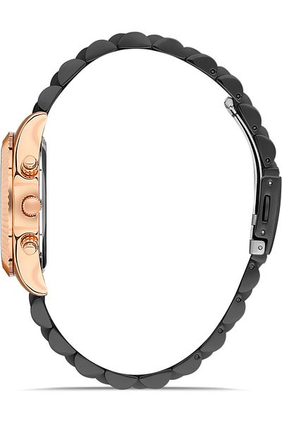 DAVID GUNER Rose Black Coated Black Dial Women's Watch Dg-8340La-R2