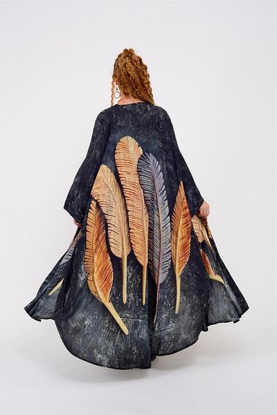 Bohem Stil Special Design Feather Kimono & Kaftan