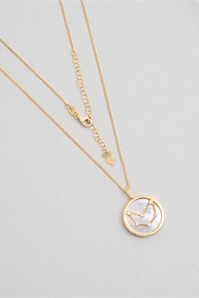 So CHIC... Oğlak Burcu 18 Ayar Sarı Altın Kaplama 48 Cm Gümüş Sedef Kolye