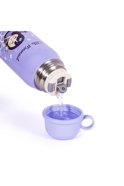 Milk & Moo زجاجة مياه ميلك آند مو ستيل للأطفال مع حقيبة بتصميم حورية البحر سعة 550 مل/18.5 أونصة
