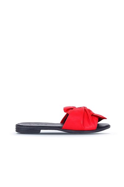 Bueno Shoes Papuci plati din piele rosie pentru femei - 01wn5040