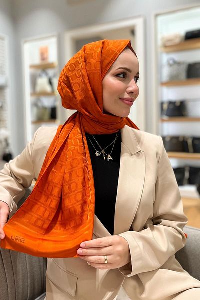 Armine Diamond Trend Shawl 6 - Cotton Jacquard - 4820 - Πορτοκαλί