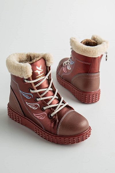 Ccway Lace-Up Παιδικές Μπότες 31-35 Claret Red