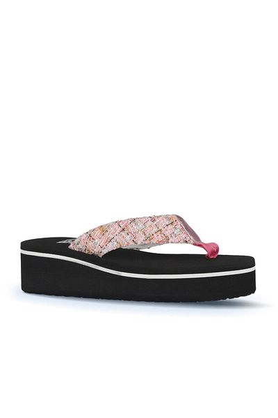 Bueno Shoes Pembe Hasır Kadın Dolgu Topuklu Terlik 26wt190244