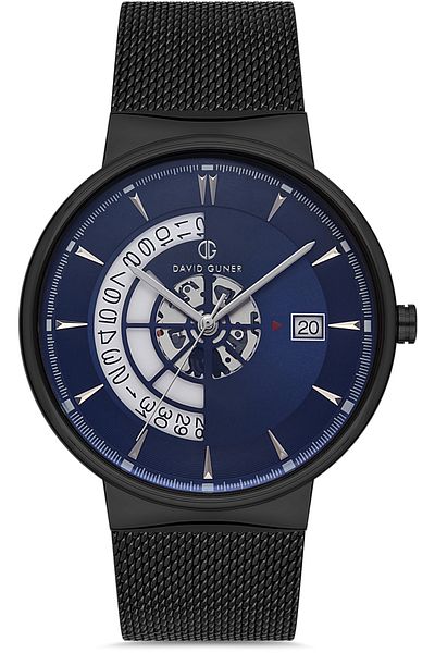 DAVID GUNER Gun Coated Blue Dial Men's Watch Dg-8309Gc-V3