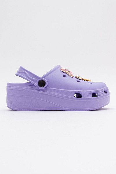 Ccway Thick Sole Women's Sabo Slippers with Accessories Lilac