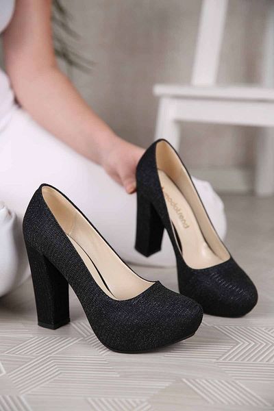 Ccway Pantofi cu toc cu platformă de damă, negru
