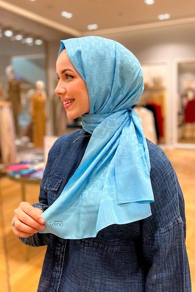 Armine Baby Blue Trend Diamond Shawl 6 - Βαμβακερό Ζακάρ - 4830