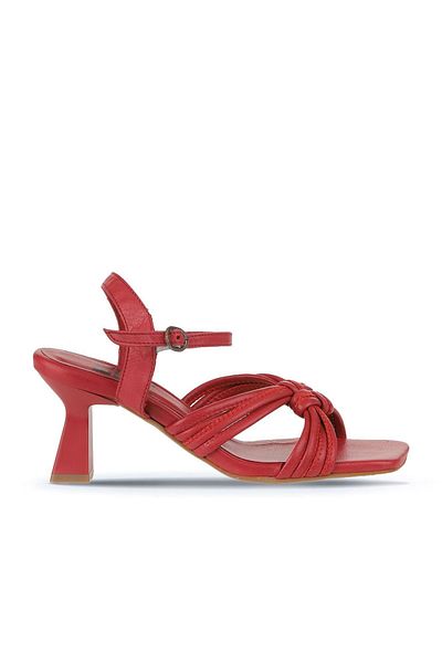 Bueno Shoes Kırmızı Deri Kadın Topuklu Sandalet 01wy6805