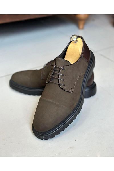 TerziAdemAltun Ανδρικά παπούτσια Nubuck Italian Style - Καφέ, T11205