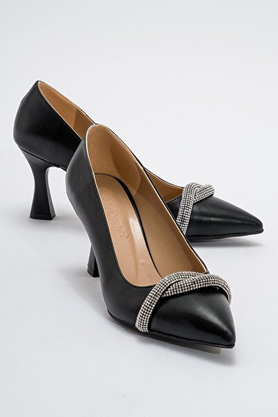 Ccway Γυναικείο στιλέτο με μυτερή πέτρα ΜΑΥΡΟ ΔΕΡΜΑ