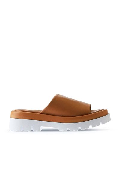 Bueno Shoes Γυναικείες παντόφλες με τακούνι Tan Leather - 01wu7308