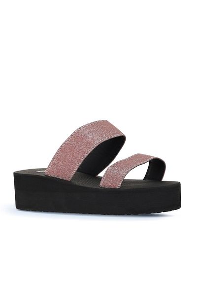 Bueno Shoes Papuci de damă cu toc cu pană cu sclipici burgundy - 26wt 752550