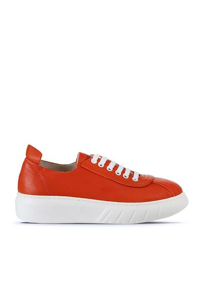 Bueno Shoes Pantofi de damă din piele portocalie cu toc pană - 01wq4904