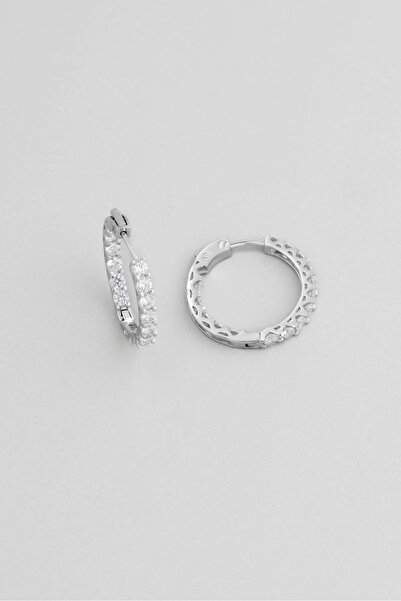 So CHIC... Klasik Tasarım 18 Ayar Beyaz Altın Kaplama Gümüş Halka Küpe